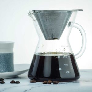 Portable Pour Over Coffee Maker Dripper Brewer Coffee Pot High Borosilicate Glass Carafe