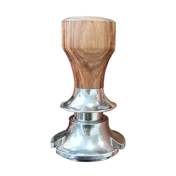 Coffee Tamper Adjustable Spring Loaded With Walnut Handle