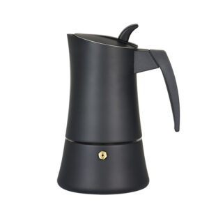Black Stovetop Induction Stainless Steel Moka Pot