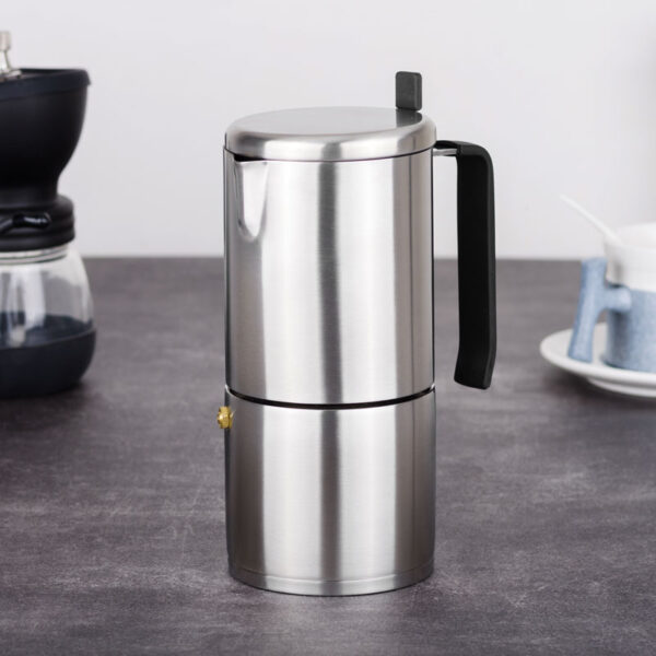 Cylindrical Stainless Steel Stovetop Coffee Moka Pots