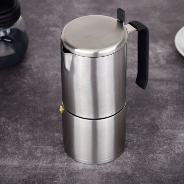 Cylindrical Stainless Steel Stovetop Coffee Moka Pots - Image 2