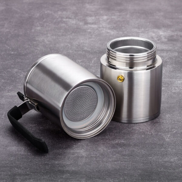 Cylindrical Stainless Steel Stovetop Coffee Moka Pots - Image 3