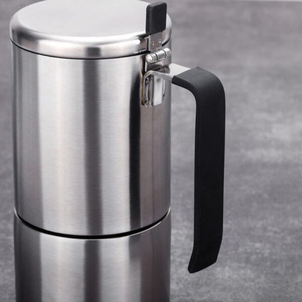 Cylindrical Stainless Steel Stovetop Coffee Moka Pots - Image 4