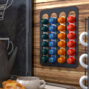 Wall Mounted Metal Black Espresso Coffee Capsule Holder
