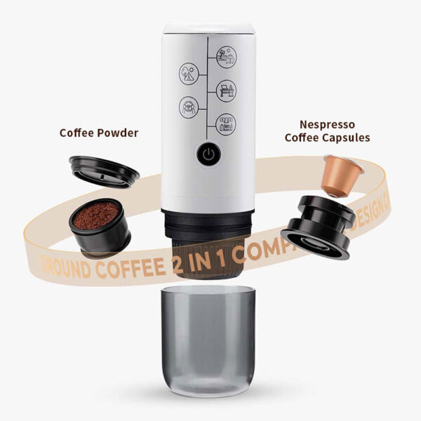 Portable Capsule Coffee Maker 120ml Black White - Image 4