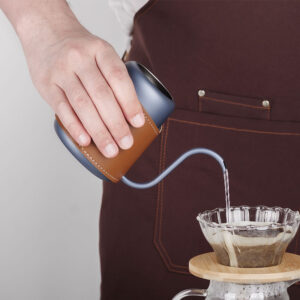 Travel Handleless Hand Drip Coffe Kettle, Stainless Steel, Leather Sleeve, 1CP2394
