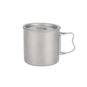 Titanium Coffee Mug with Lid and Foldable Handle, 500/600ml, Outdoors, 1HP2140