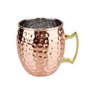 Gold Hammered Moscow Mule Mugs, 304 Stainless Steel, with Handle, CM30