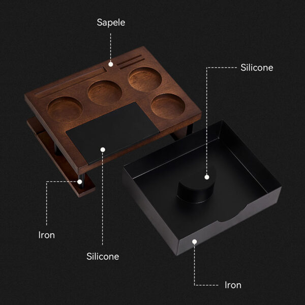 Wood Portafilter Holder Tamping Station and Coffee Knock Box 1CP2388 - Image 4