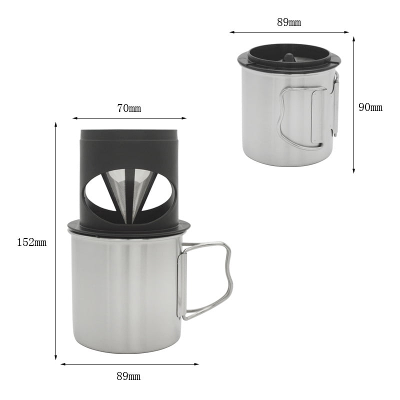Stainless Steel Cup Pour Over Coffee Maker Coffee Mug and Dripper Set Drip Coffee Mug Set 1CP2340 - Image 7