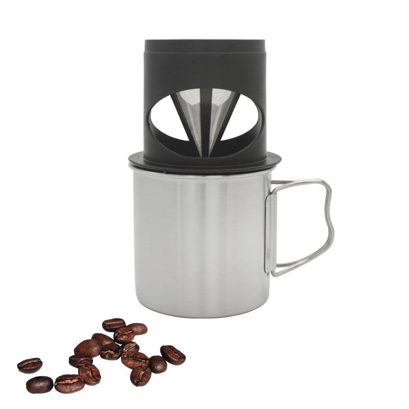 Stainless Steel Cup Pour Over Coffee Maker Coffee Mug and Dripper Set Drip Coffee Mug Set 1CP2340
