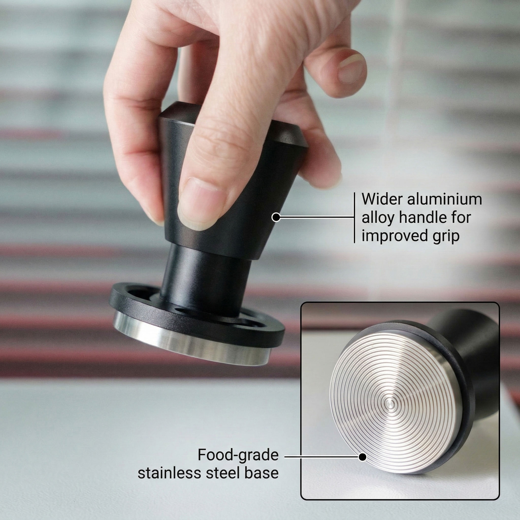 Premium Calibrated Impact Espresso Tamper, 58mm, 15lb, Black - Image 3